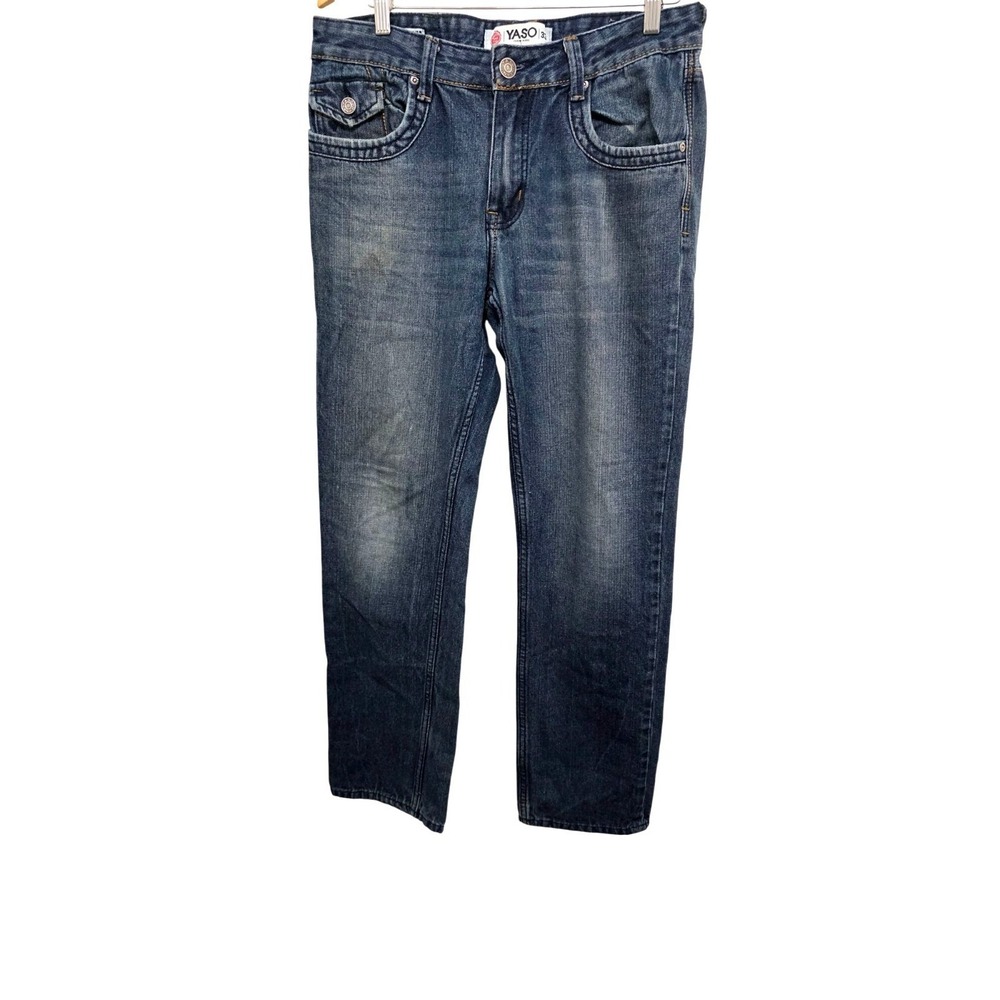 Yaso Jeans Mens Straight-Leg Denim Pants Size‎ 33 With Button & Zipper Closure